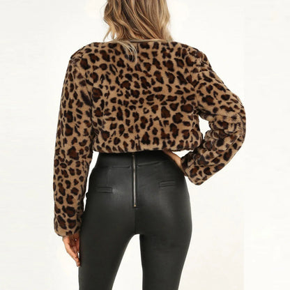 Warm Leopard Fleece Stylish Chic Trendy Elegant Fashionable Wild Jacket