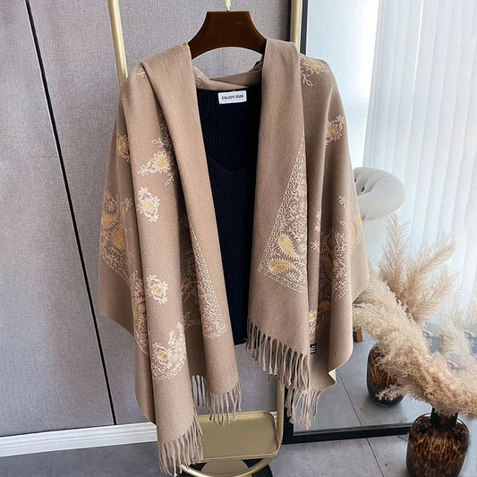 Winter Warm Cashmere Embroidery Scarf