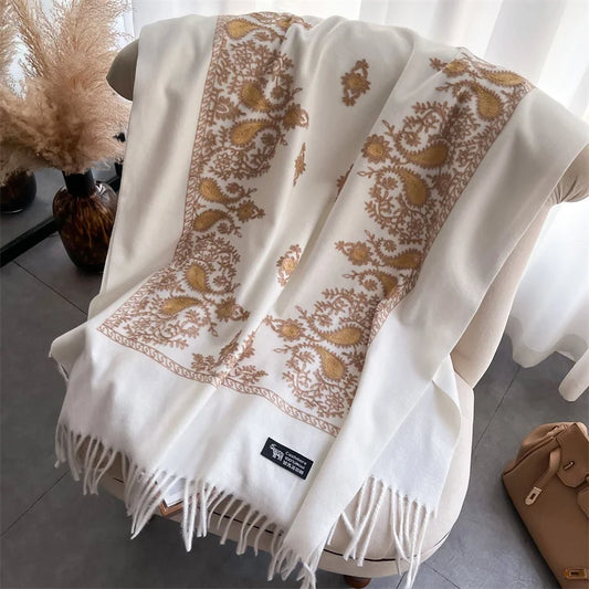 Winter Warm Cashmere Embroidery Scarf