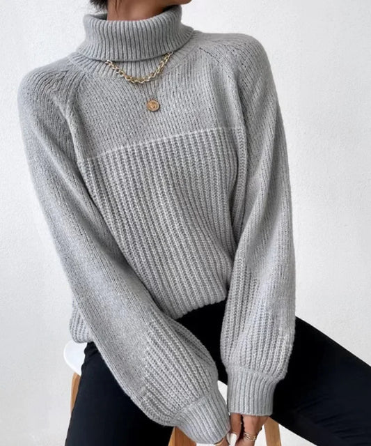 Turtleneck Cross Jacquard Sweater