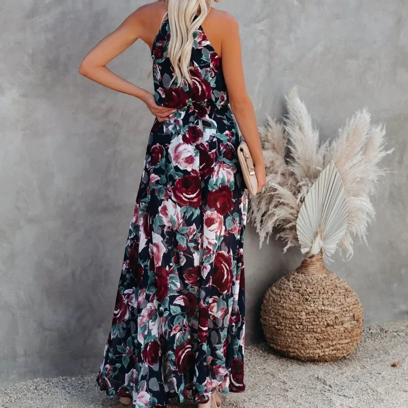 Sexy Halter Floral Party Sundress oldfloraldress-250126