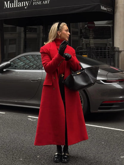 Christmas Red Woolen Coat