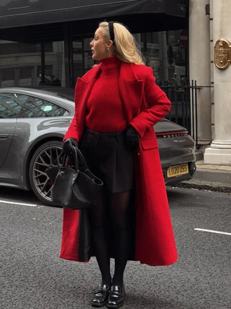 Christmas Red Woolen Coat