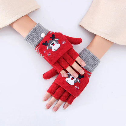 Fluffy Bear Cat Paw Claw Fingerless Winter Gloves - Korean Style Gift for Christmas