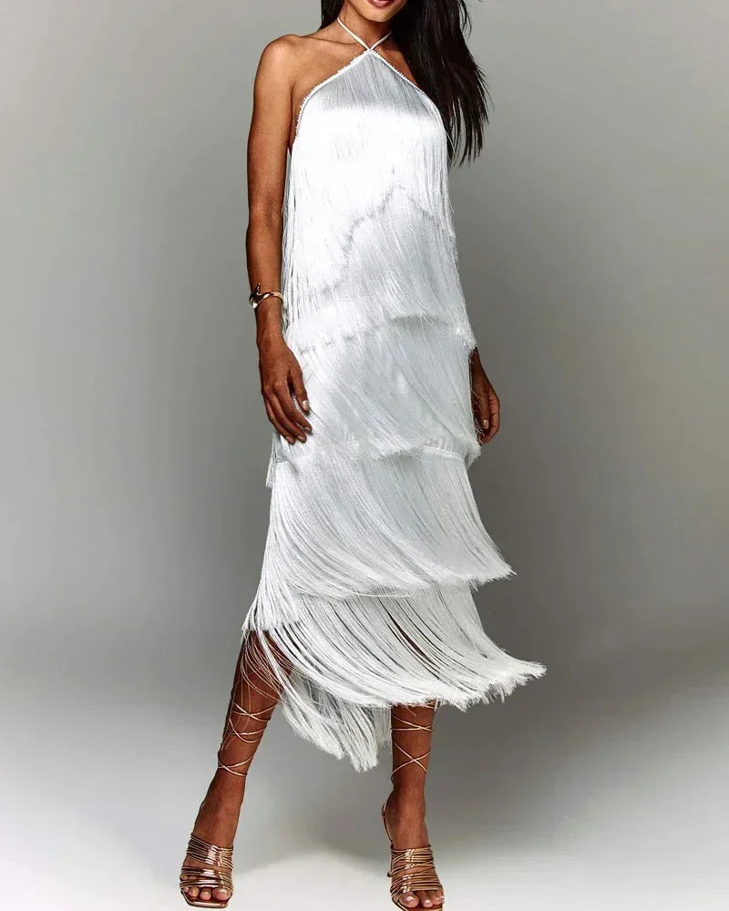 Sleeveless Halter Split Party Dress White / S Partydress-241208