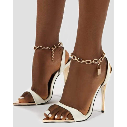 Ankle Chain Lock Decor High Heel Sandals - Women's Party Slingback Shoes