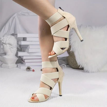 Sexy Open Toe Gladiator Sandals with Back Zipper - High Heel Party Wedding Shoes