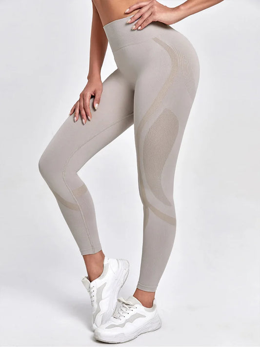 Hollow Out Waist Elastic Gym Training Yoga Legging White / S