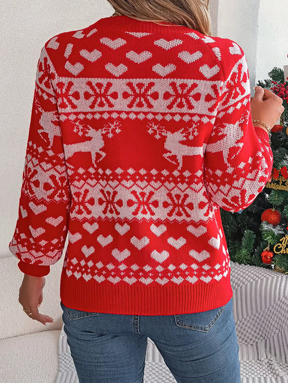 Ugly Christmas Snowflake Reindeer Pattern Holiday Festive Jumper Christmas Sweater