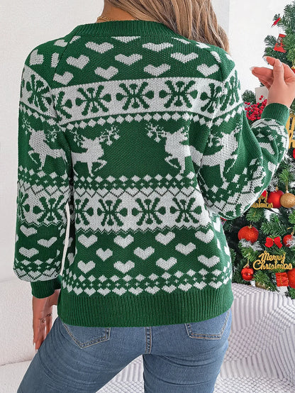 Ugly Christmas Snowflake Reindeer Pattern Holiday Festive Jumper Christmas Sweater