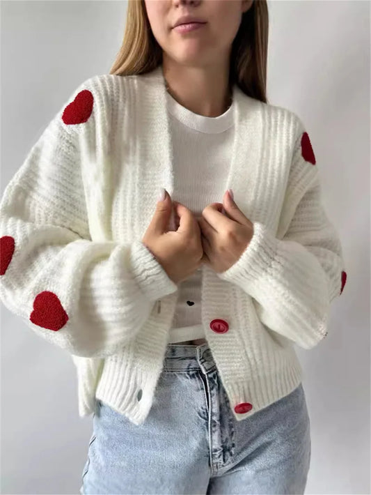 3D Heart Patchwork Valentine’s Day Cardigan