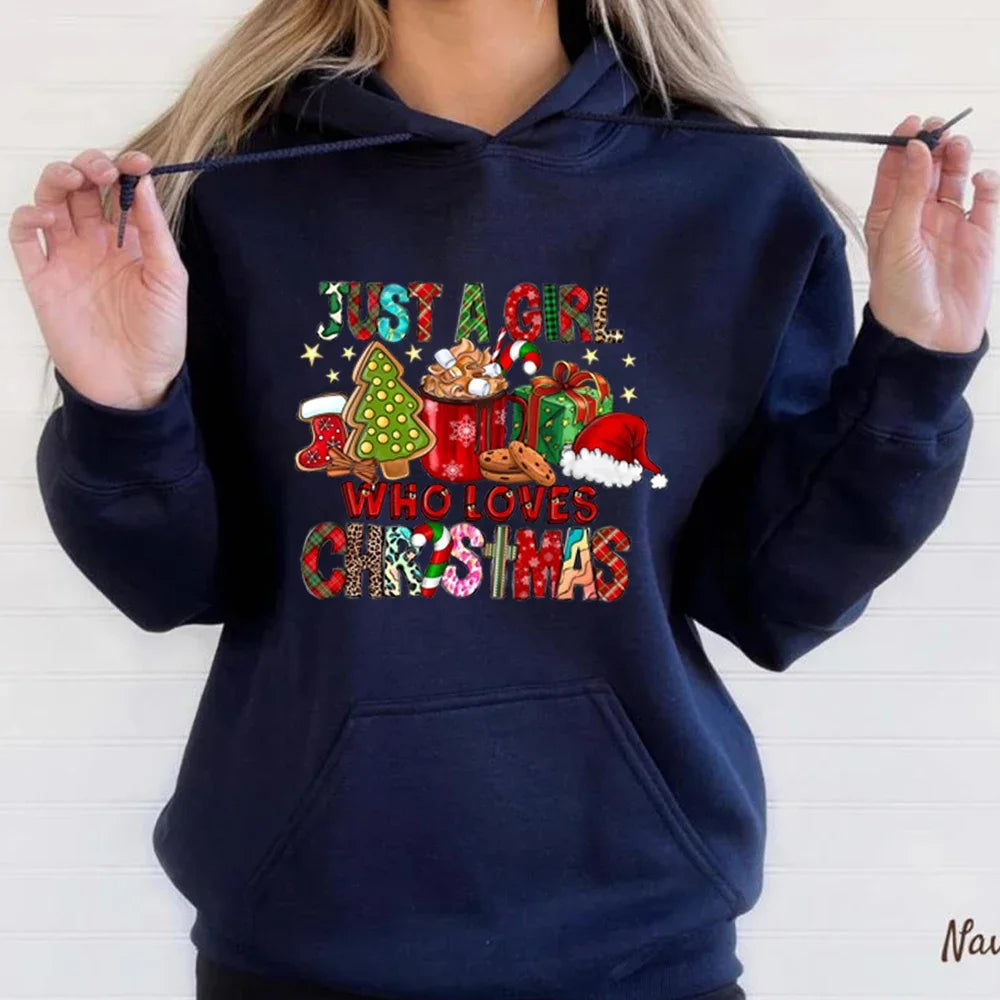 Just A Girl Who Loves Christmas Holiday Autumn Winter Lover Gift Christmas Hoodie