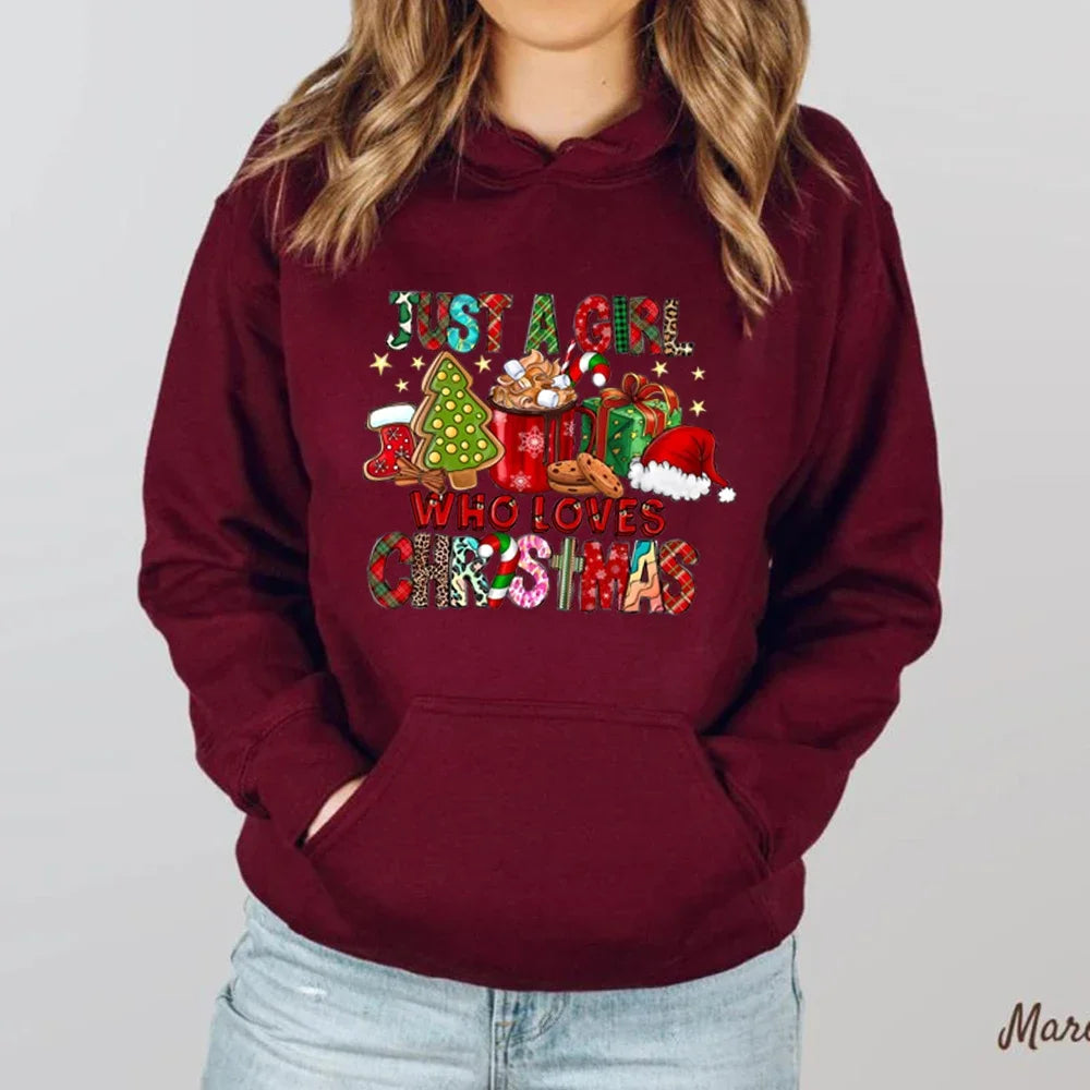 Just A Girl Who Loves Christmas Holiday Autumn Winter Lover Gift Christmas Hoodie