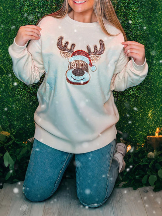 Snowflake Embroidered Christmas Hoodie Hoodies-L