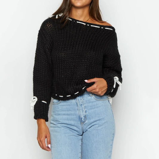 Drawstring  Loose  Long Sleeve Sweater