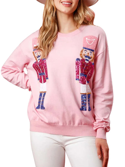 Cute Ugly Sequin Graphic Nutcracker Holiday Christmas Hoodie