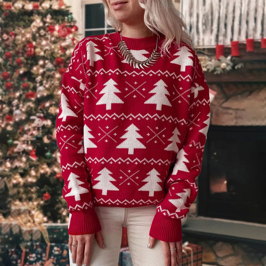 Jacquard Knitted Full Sleeve Warm Soft Christmas Christmas Sweater