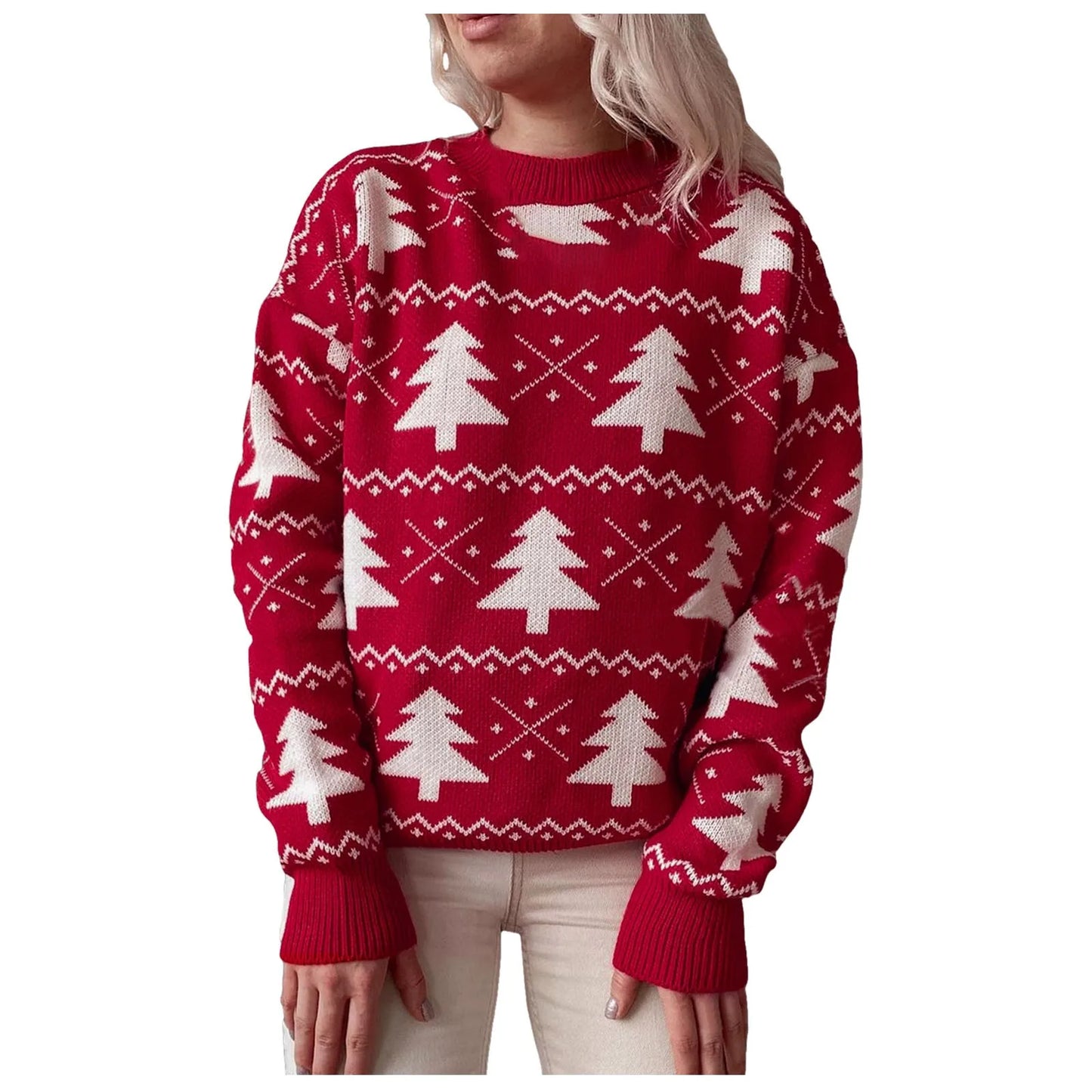 Jacquard Knitted Full Sleeve Warm Soft Christmas Christmas Sweater