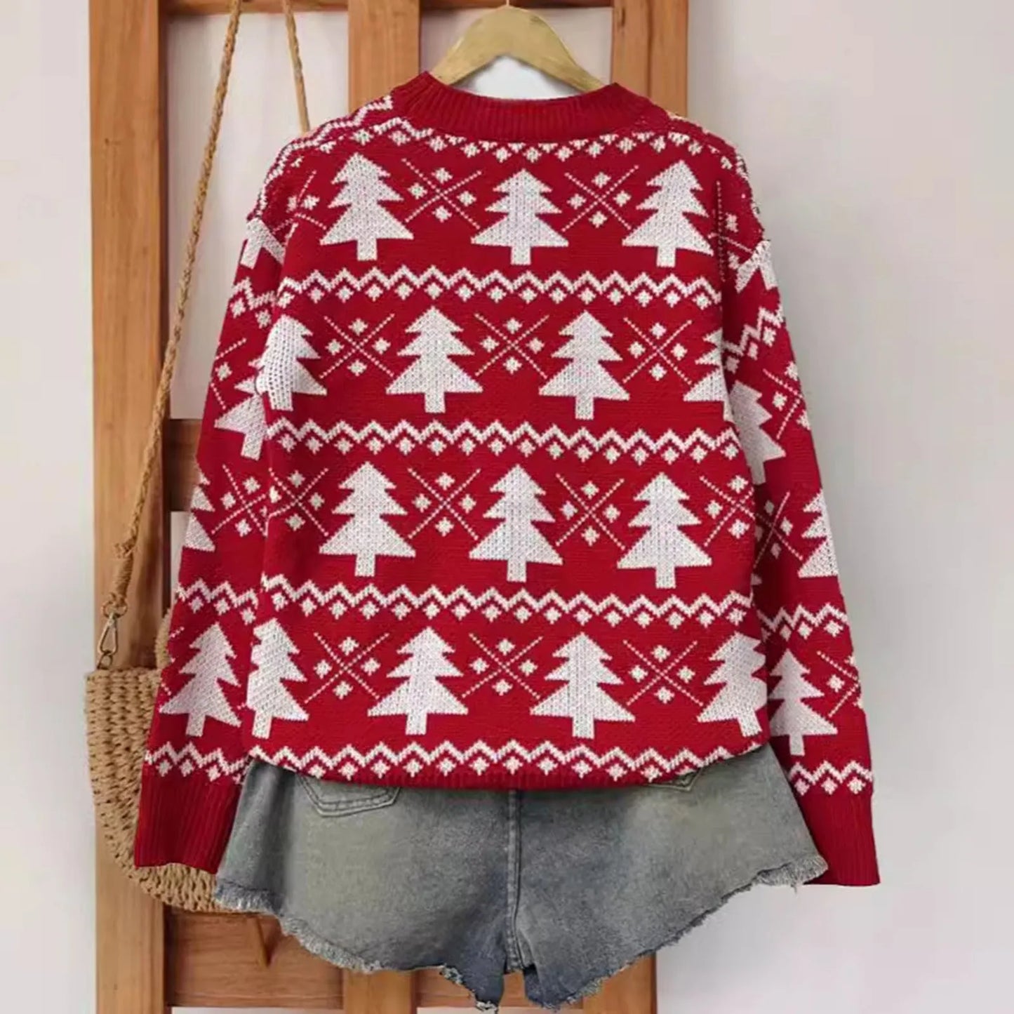 Jacquard Knitted Full Sleeve Warm Soft Christmas Christmas Sweater