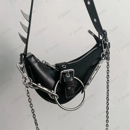 Punk Rivets Gothic Rock Metal Buckles Sparks Crossbody Shoulder Bag