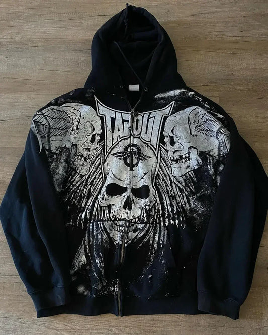 Skull Retro Zipper Hoodie