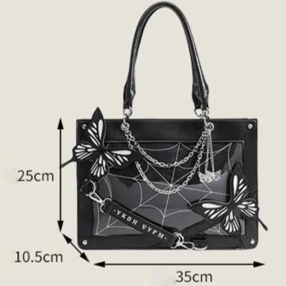 Y2K Labyrinth Butterfly Spider Web Chain DIY Transparent Lolita Gothic Bag