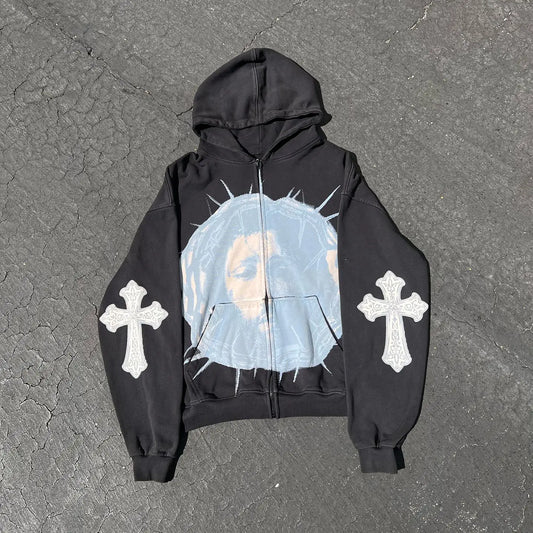 Cross Graphic Black Hoodie