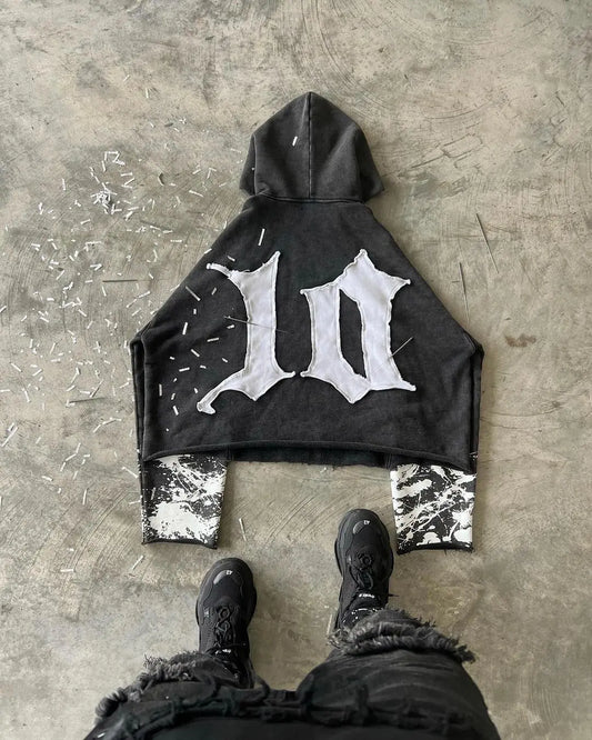 Patchwork Gothic Cotton Hoodie