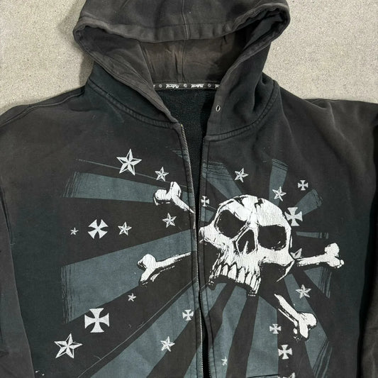 Skull Graphic Zipper Hoodie