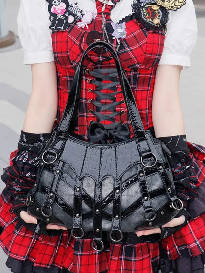 Y2K High Capacity Gothic Chic Popular Rivet Cool Punk Crossbody Bag