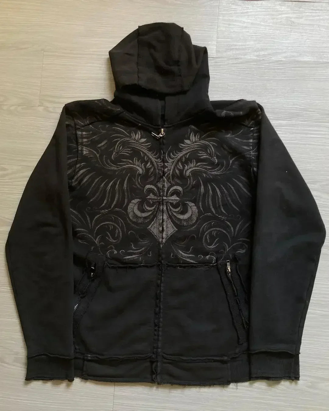 Retro Punk Fall Hoodie black 8 / S