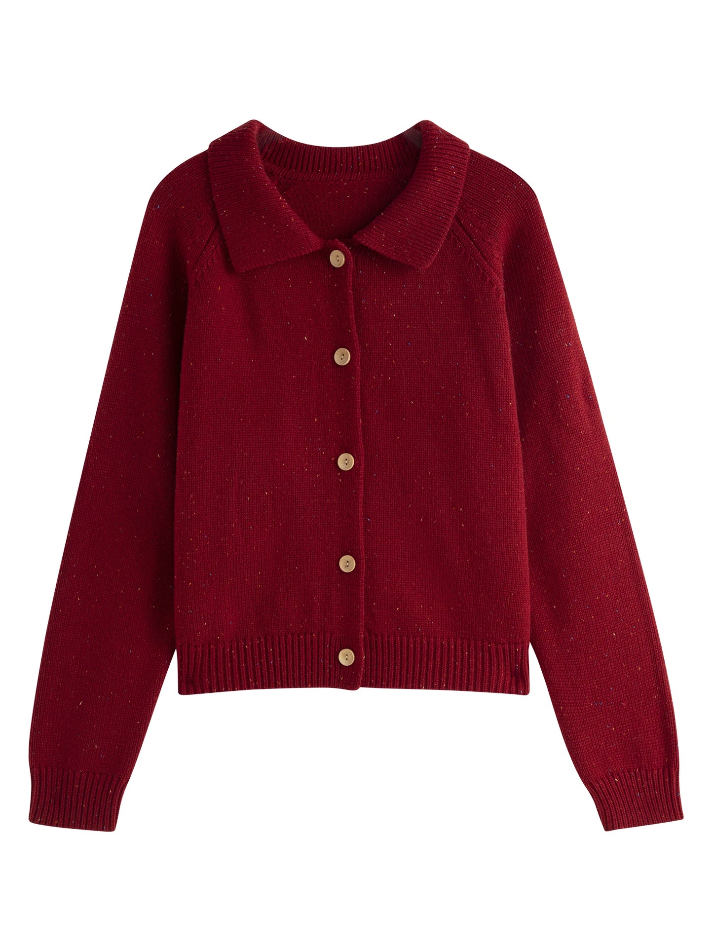 Petite Retro Lapel Knit Cardigan for Early Autumn Red Christmas Sweater