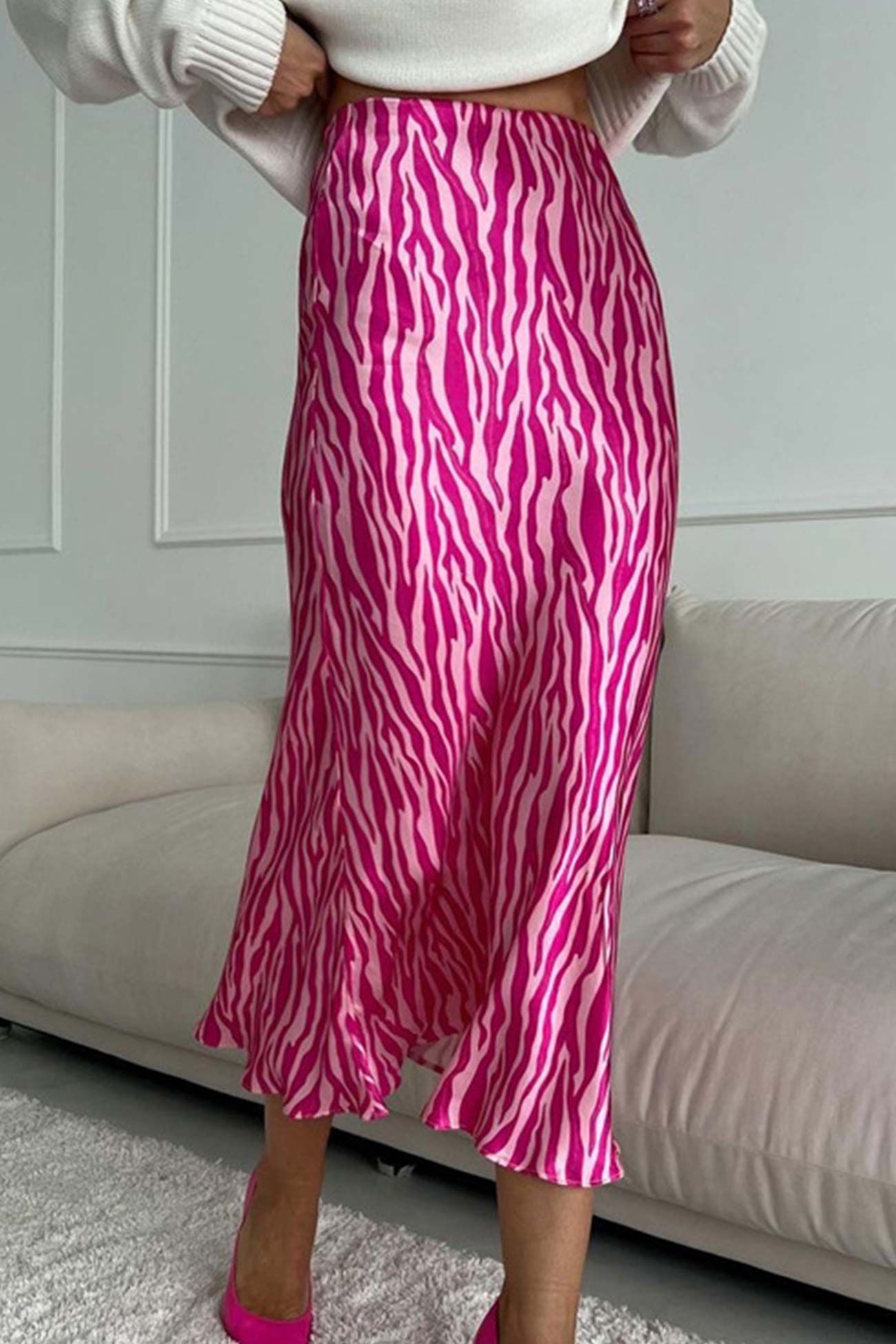 Midi Fishtail Zebra Skirt