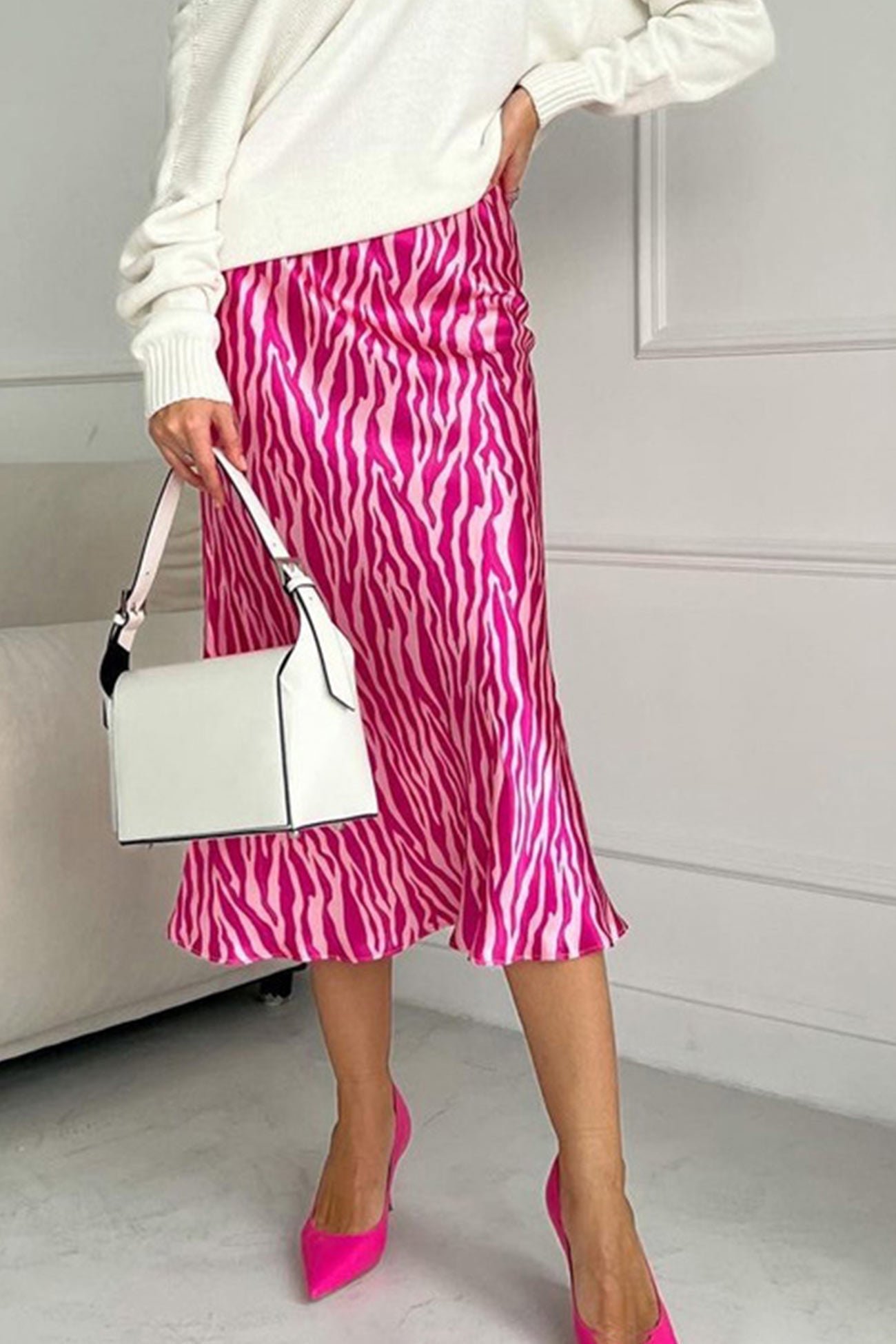 Midi Fishtail Zebra Skirt