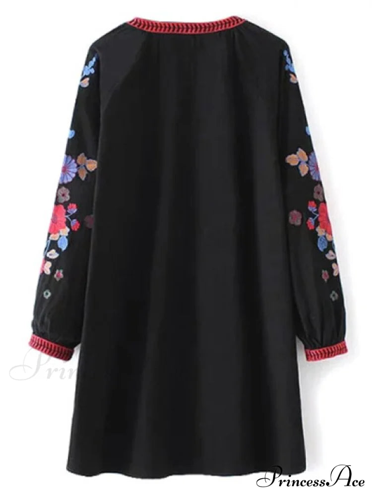 A Line Embroidered Tunic Dress Dresses