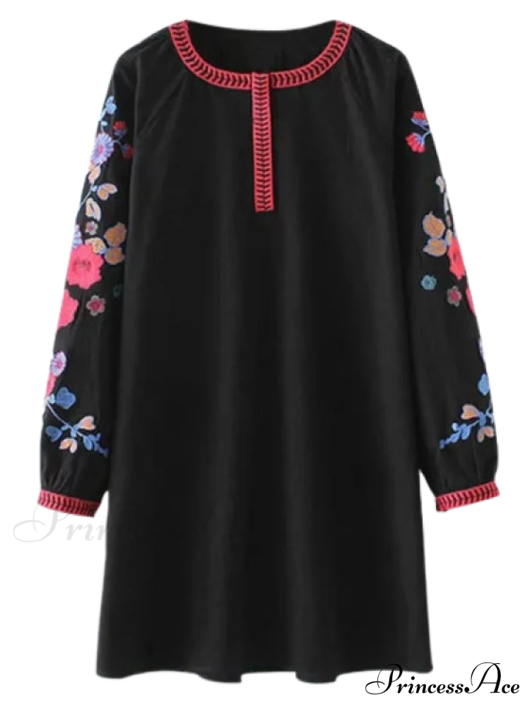 A Line Embroidered Tunic Dress Dresses