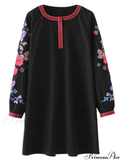 A Line Embroidered Tunic Dress Dresses