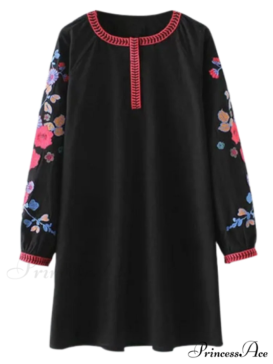 A Line Embroidered Tunic Dress Dresses