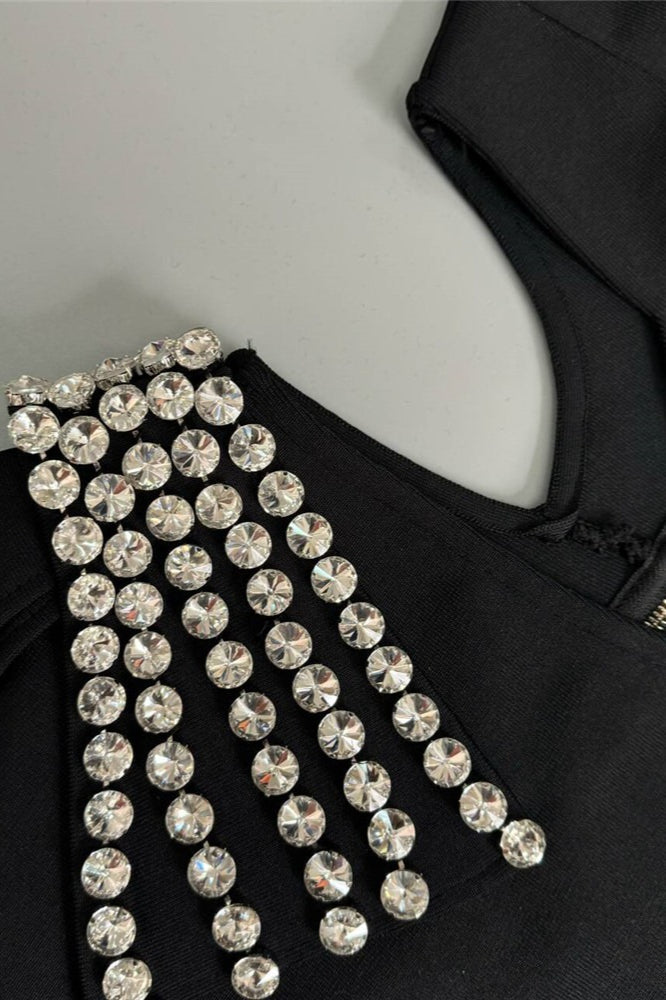 Sexy One-Shoulder Cutout Bodycon Rhinestone Wedding Dress