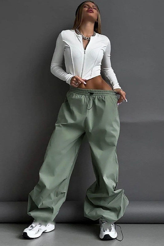 Casual Loose Drawstring Waist Cargo Pant