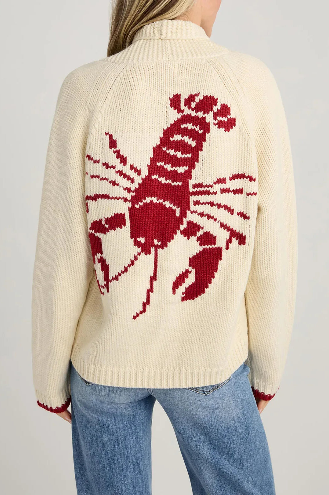 Lobster Print Knit Cardigan Red / S