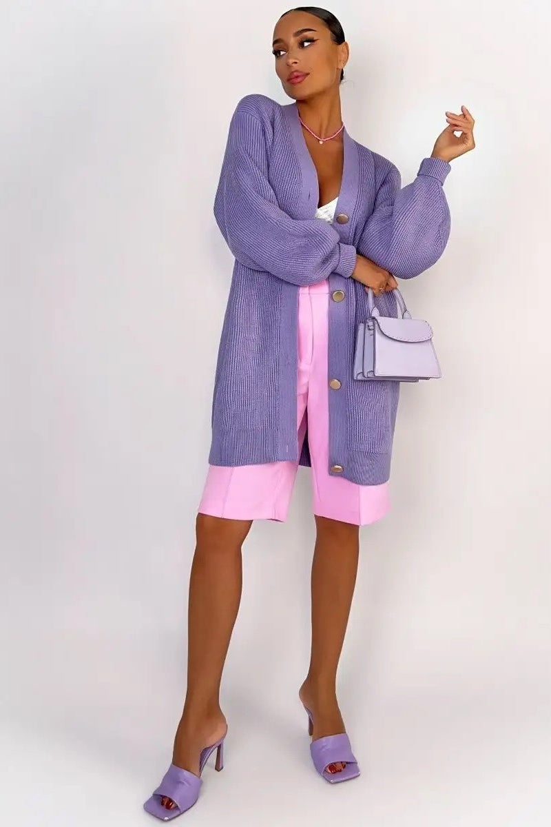 Solid Color Relaxed Knit Cardigan