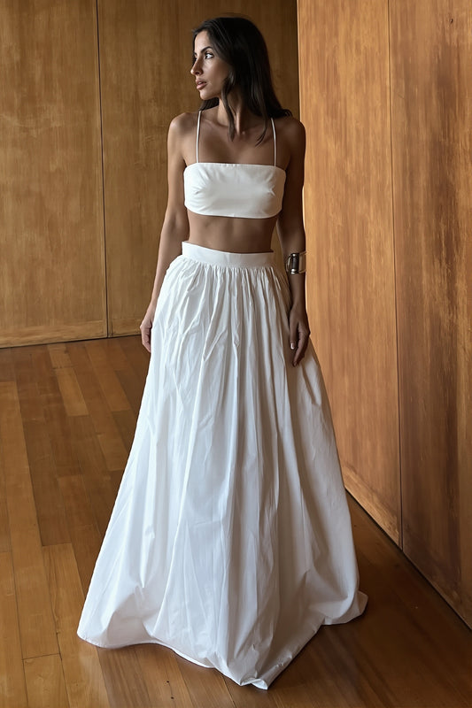 Spaghetti Strap Cutout Waist Maxi Skirt Set