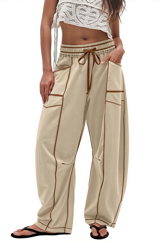 Drawstring Seamed Cargo Pants