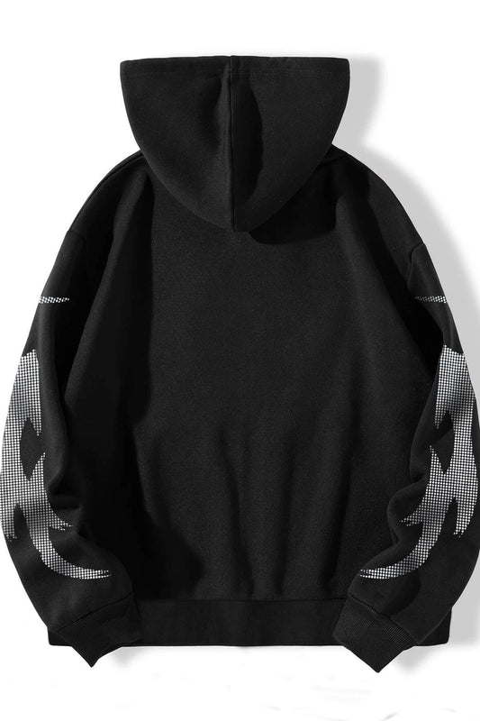 Butterfly Print Black Zip Hoodie