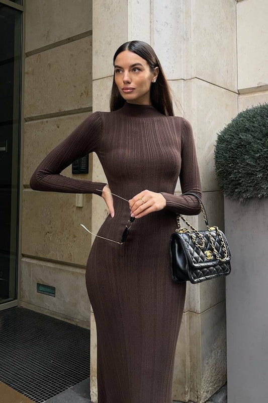 Vintage Long Sleeve Off Shoulder Maxi Dress