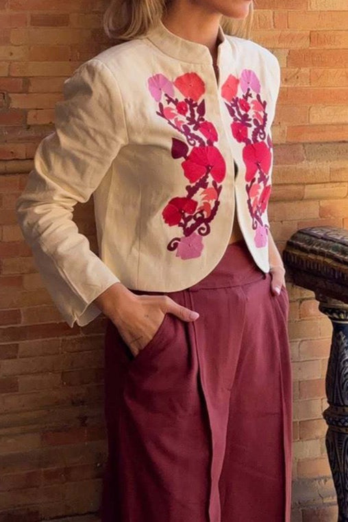 Manteau blazer décontracté brodé