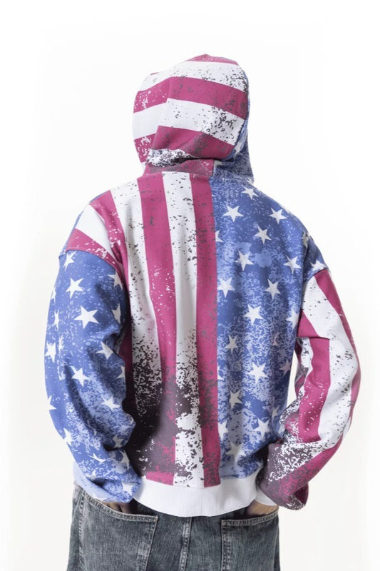 Flag Print Pullover Hoodie
