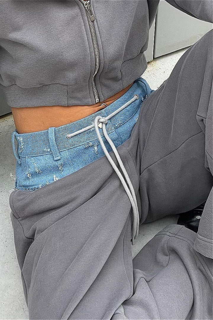 Color Block Casual Straight Wide Leg Jeans