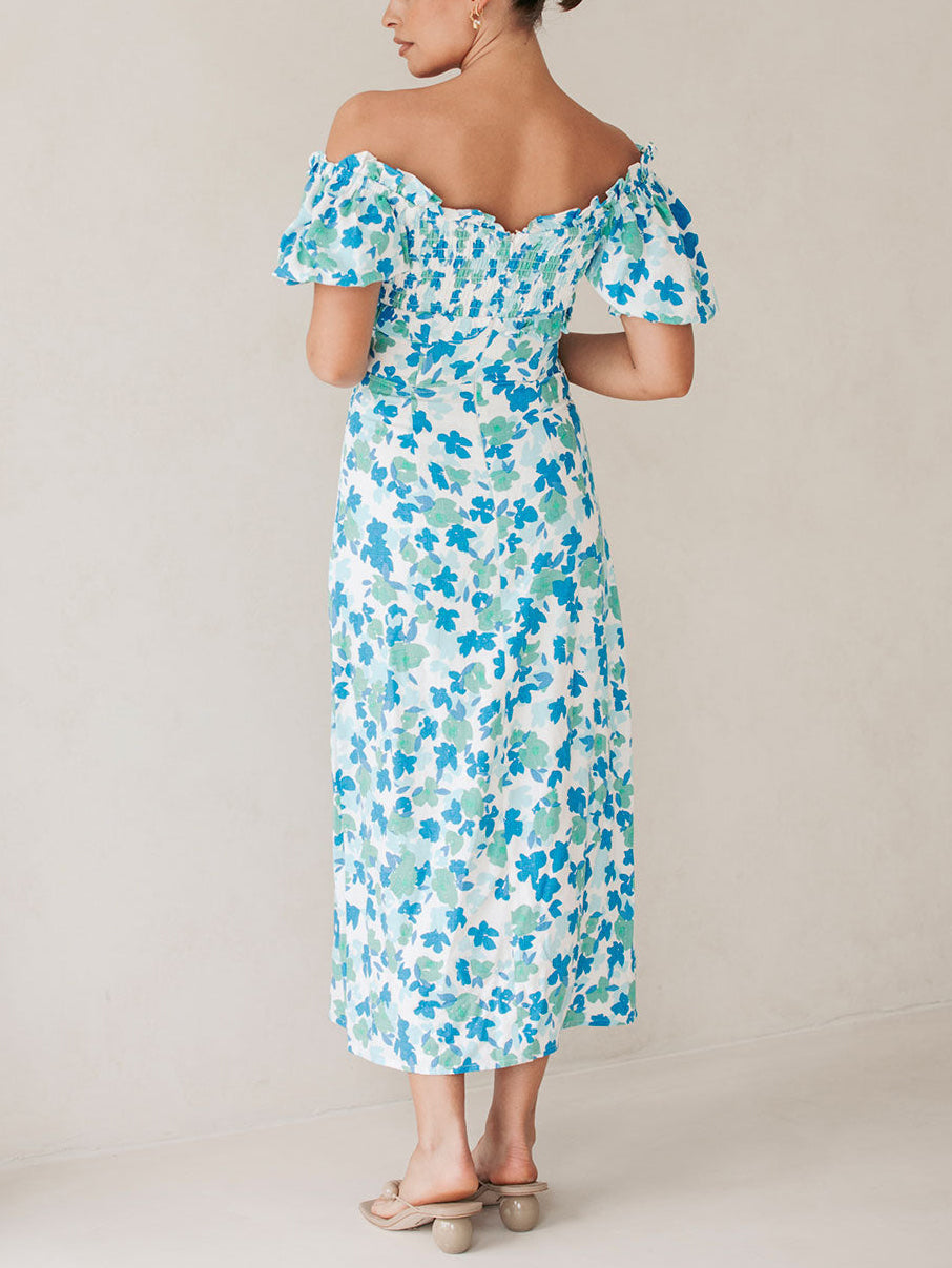 Summer Fresh Floral Charming Off-Shoulder Midi Dress